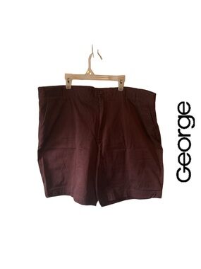 NWOT George Men's Dark Burgundy Flat Front Shorts